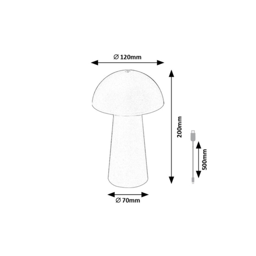 Rabalux - LED vanjska lampa s dodirnim upravljanjem i prigušivanjem, punjiva, LED/1,5W/5V, IP44, 1200 mAh, USB, bijela