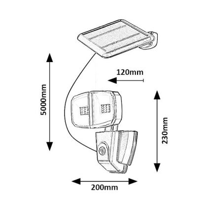 Rabalux - LED Solarni reflektor sa senzorom LED/12W/3,7V IP44