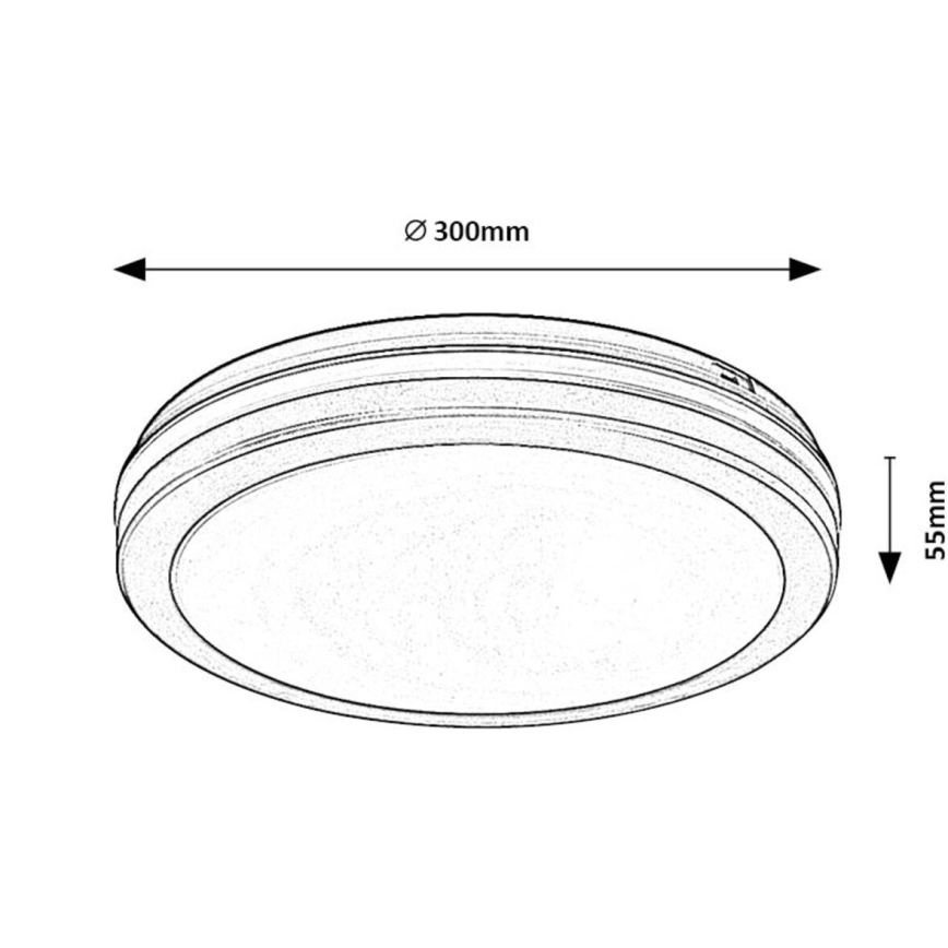 Rabalux - LED kupaonsko stropno svjetlo LED/28W/230V 3000/4000/6500K IP54 crno Ø 30 cm