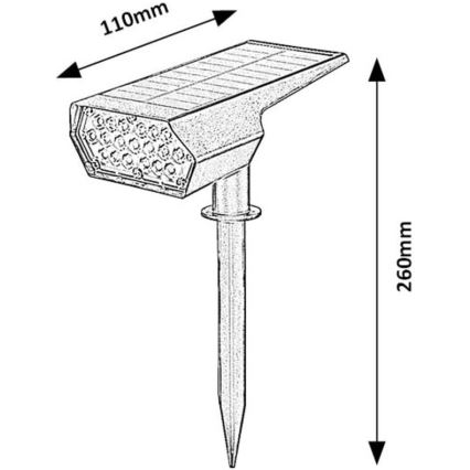 Rabalux - LED Solarna svjetiljka LED/0,5W/3,7V IP65 crna 3000 mAh