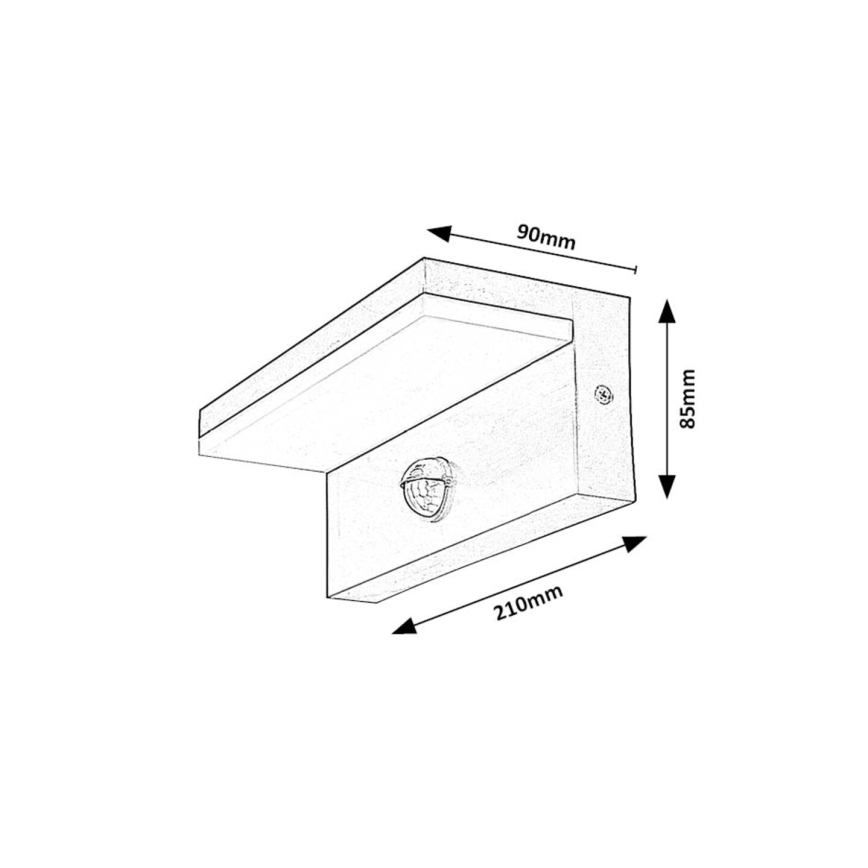 Rabalux - LED Vanjska zidna svjetiljka sa senzorom LED/9W/230V 2700/4000/6500K IP54 crna