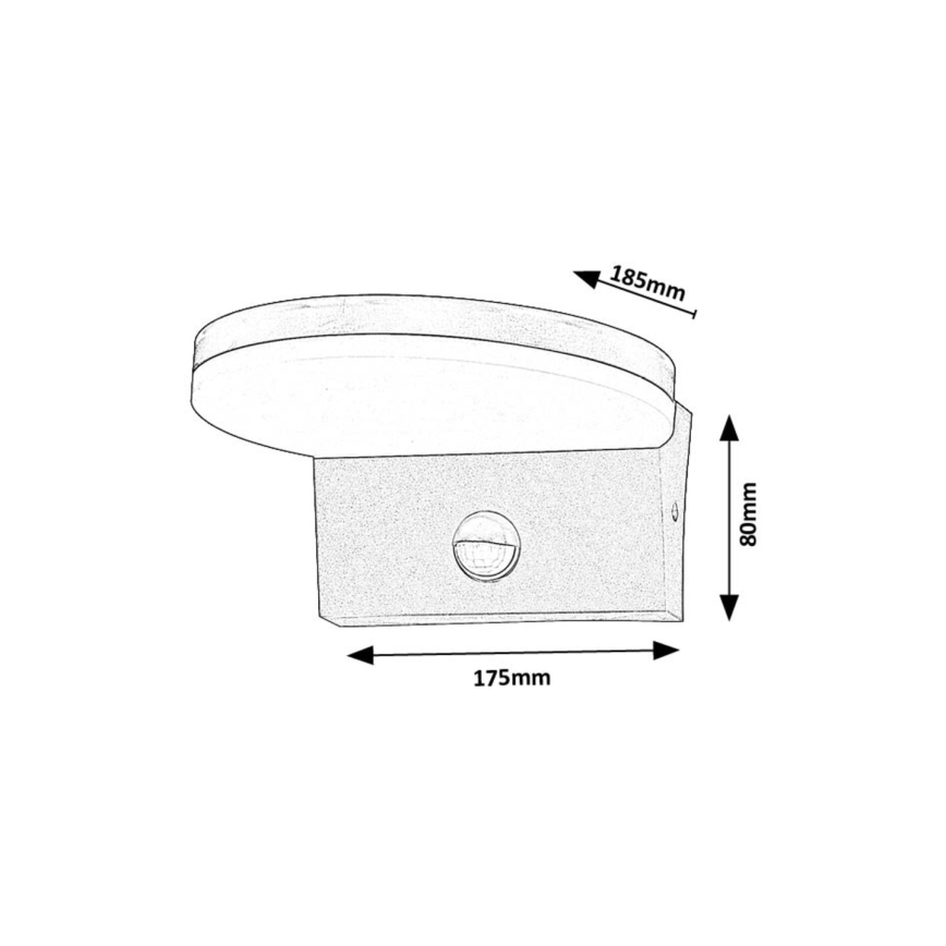 Rabalux - LED Vanjska zidna svjetiljka sa senzorom LED/9W/230V 2700/4000/6500K IP54 crna