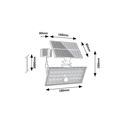 Rabalux - LED Solarni reflektor sa senzorom LED/8W/3,7V 1800mAh IP65 + daljinski upravljač