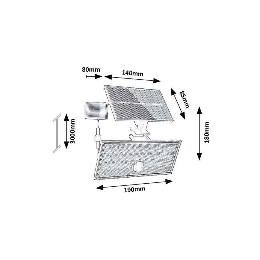 Rabalux - LED Solarni reflektor sa senzorom LED/8W/3,7V 1800mAh IP65 + daljinski upravljač