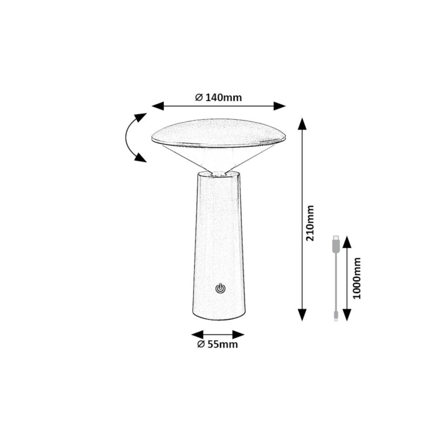 Rabalux - LED Prigušiva punjiva dodirna stolna lampa POLPERRO LED/3W/3,7V 1200mAh crna