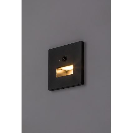 Rabalux - LED svjetlo za stepenište s senzorom pokreta i sumraka LED/1W/230V 3000/4500/6500K crno