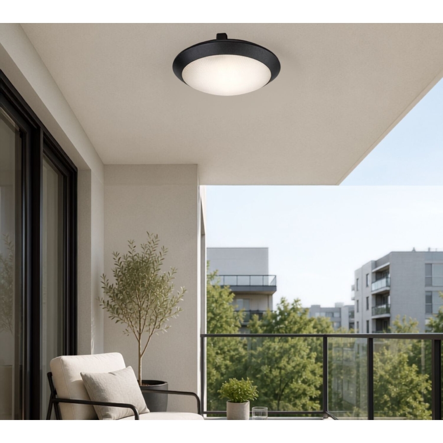 Rabalux - Vanjska stropna svjetiljka s senzorom pokreta 1xE27/9W/230V IP65 Ø 30 cm crna