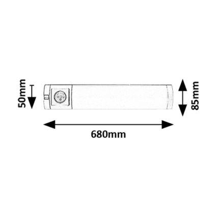 Rabalux - LED Podelementna svjetiljka s utičnicom LED/8W/230V 4000K 68 cm srebrna