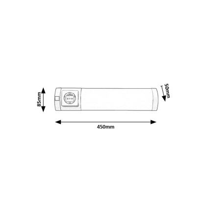 Rabalux - LED Podelementna svjetiljka s utičnicom LED/5W/230V 4000K 45 cm mat krom
