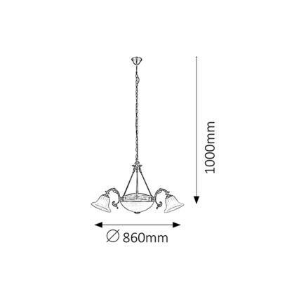 Rabalux 8553 - Luster na lancu ORCHIDEA 3xE14/40W+2xE27/60W