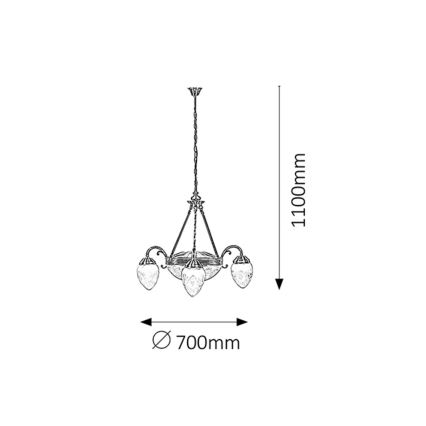 Rabalux - Luster na lancu 3xE14/40W+2xE27/60W