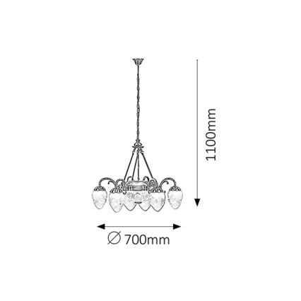 Rabalux - Luster na lancu 6xE14/40W+2xE27/60W