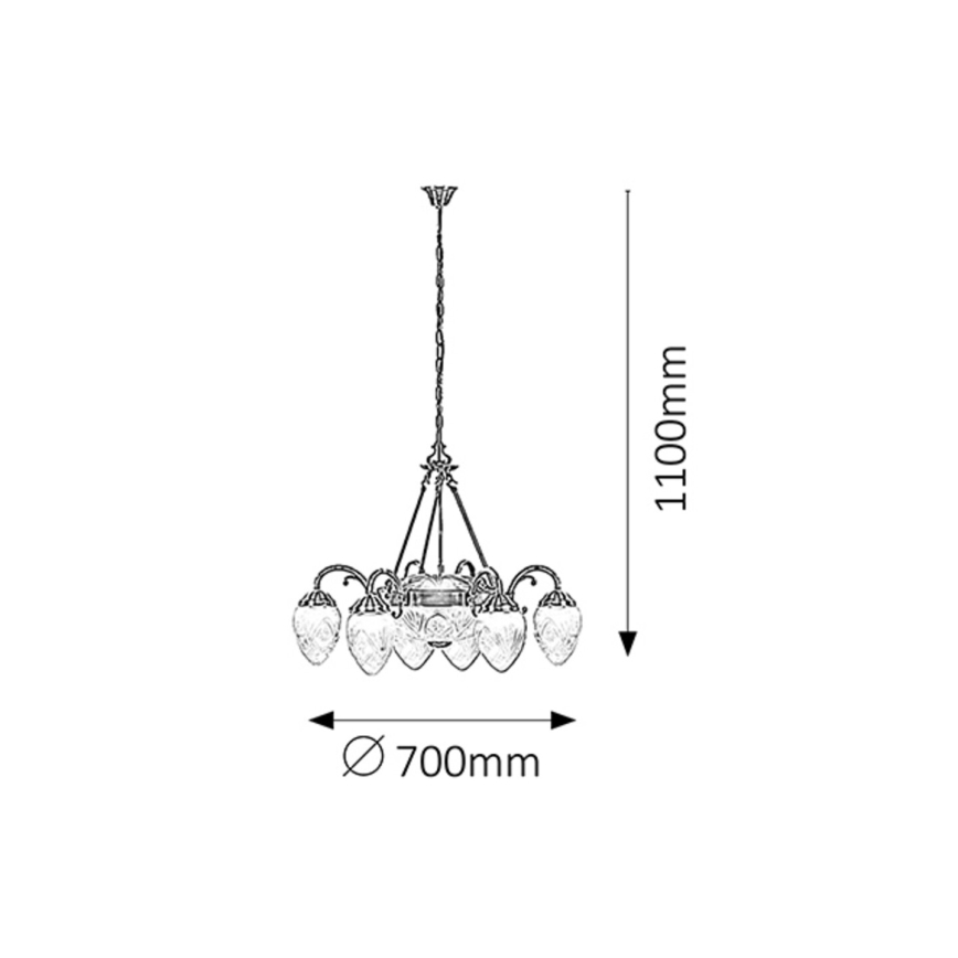 Rabalux - Luster na lancu 6xE14/40W+2xE27/60W