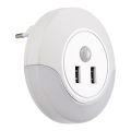Rabalux - LED noćno svjetlo s senzorom za utičnicu 2xUSB LED/13,9W/230V 3000K