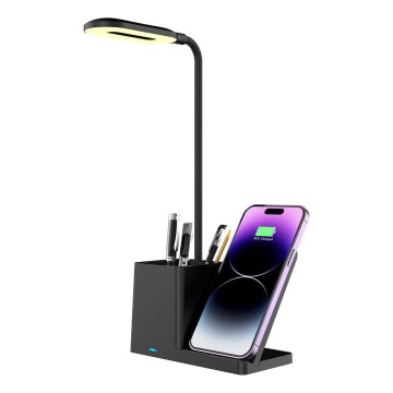 Rabalux - LED Prigušiva stolna lampa s bežičnim punjenjem QI LED/4W/5V 3000/4000/6500K crna