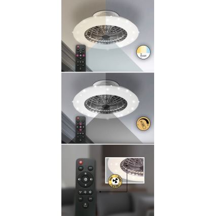 Rabalux - LED Prigušiva stropna svjetiljka s ventilatorom LED/30W/230V 3000-6500K + daljinski upravljač