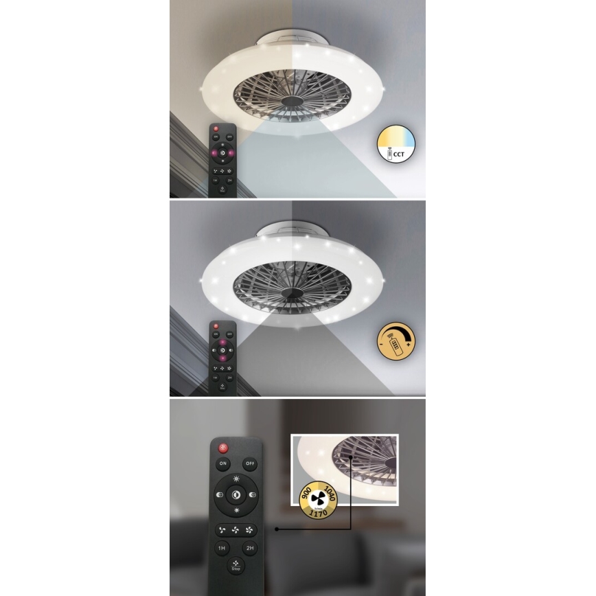 Rabalux - LED Prigušiva stropna svjetiljka s ventilatorom LED/30W/230V 3000-6500K + daljinski upravljač