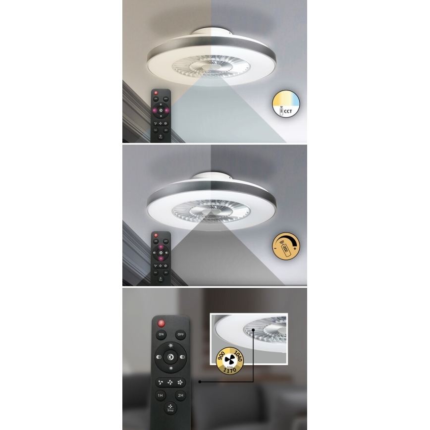 Rabalux - LED Prigušiva stropna svjetiljka s ventilatorom LED/40W/230V 3000-6500K + daljinski upravljač