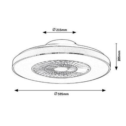 Rabalux - LED Prigušiva stropna svjetiljka s ventilatorom LED/40W/230V 3000-6500K + daljinski upravljač