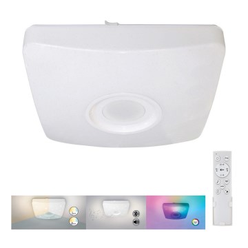 Rabalux - LED RGB prigušivo stropno svjetlo s ugrađenim zvučnikom LED/18W/230V 3000-6000K Bluetooth + daljinski upravljač 36,5x36,5 cm