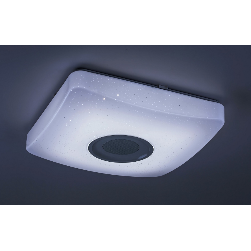 Rabalux - LED RGB prigušivo stropno svjetlo s ugrađenim zvučnikom LED/18W/230V 3000-6000K Bluetooth + daljinski upravljač 36,5x36,5 cm