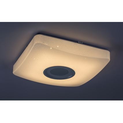 Rabalux - LED RGB prigušivo stropno svjetlo s ugrađenim zvučnikom LED/18W/230V 3000-6000K Bluetooth + daljinski upravljač 36,5x36,5 cm