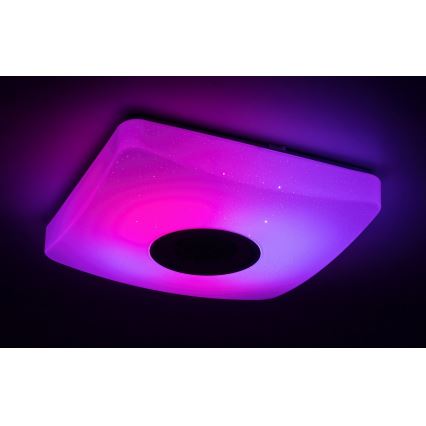 Rabalux - LED RGB prigušivo stropno svjetlo s ugrađenim zvučnikom LED/18W/230V 3000-6000K Bluetooth + daljinski upravljač 36,5x36,5 cm