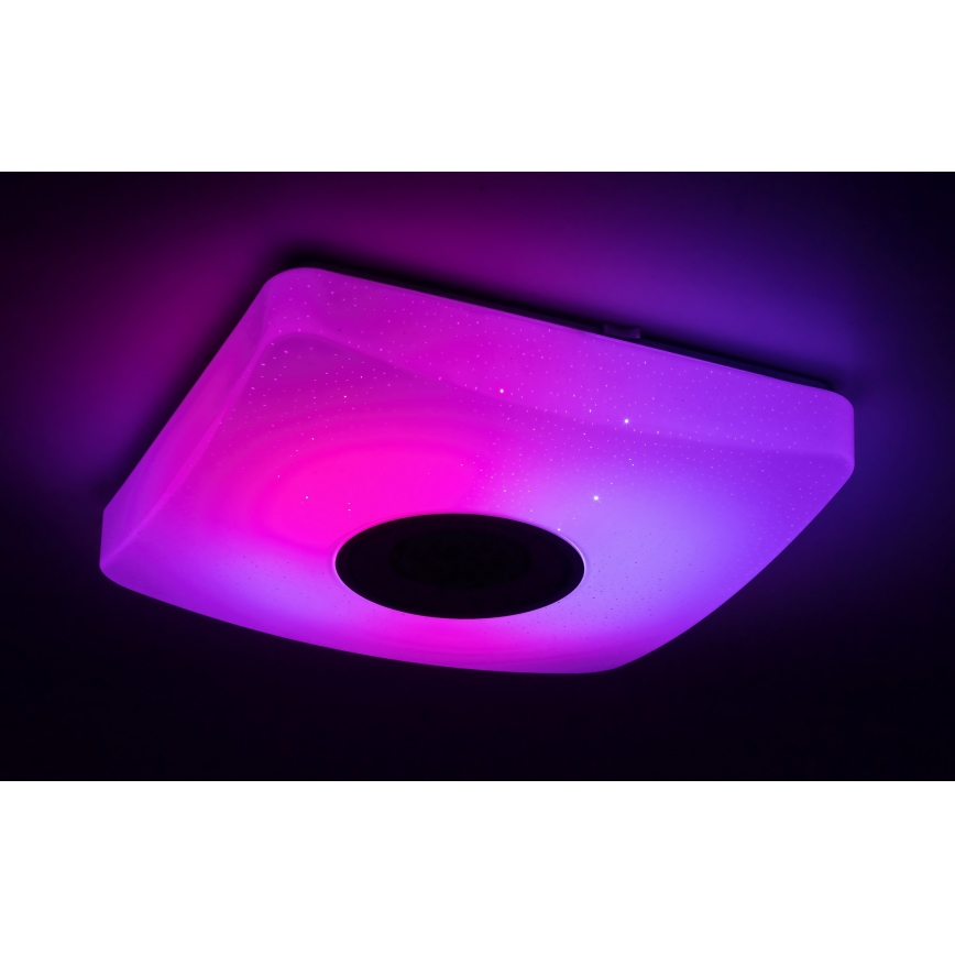 Rabalux - LED RGB prigušivo stropno svjetlo s ugrađenim zvučnikom LED/18W/230V 3000-6000K Bluetooth + daljinski upravljač 36,5x36,5 cm