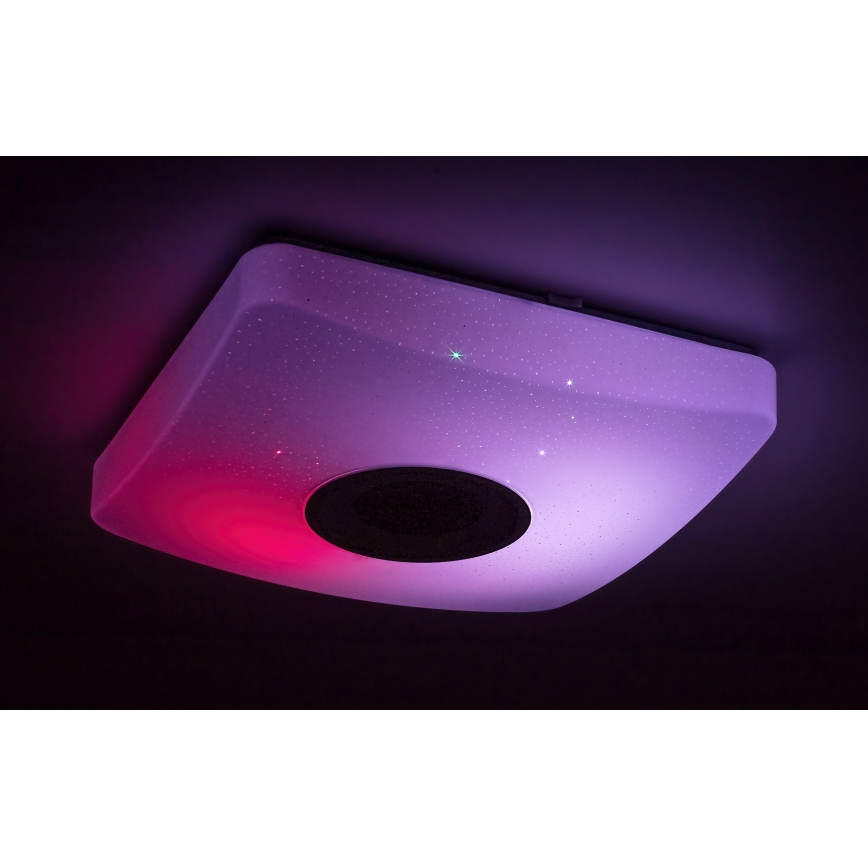 Rabalux - LED RGB prigušivo stropno svjetlo s ugrađenim zvučnikom LED/18W/230V 3000-6000K Bluetooth + daljinski upravljač 36,5x36,5 cm