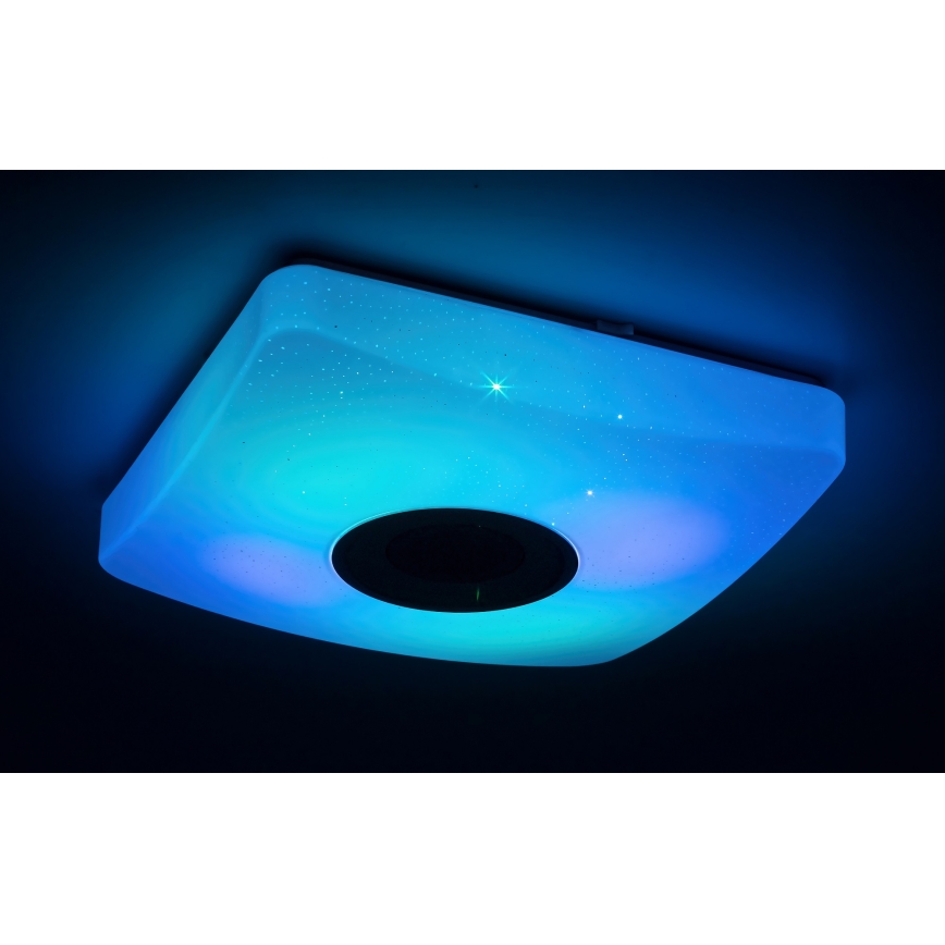Rabalux - LED RGB prigušivo stropno svjetlo s ugrađenim zvučnikom LED/18W/230V 3000-6000K Bluetooth + daljinski upravljač 36,5x36,5 cm