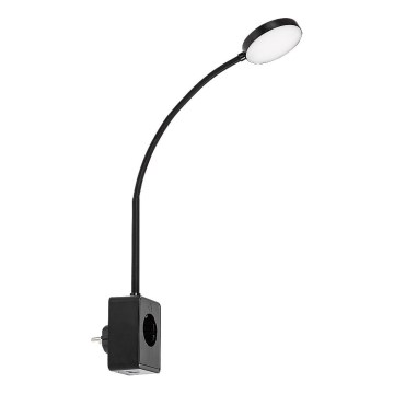 Rabalux - LED zidna lampa s prigušivanjem LED/4W/230V s USB priključkom za utičnicu crna