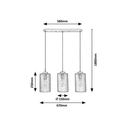 Rabalux - Luster na sajli 3xE27/40W/230V