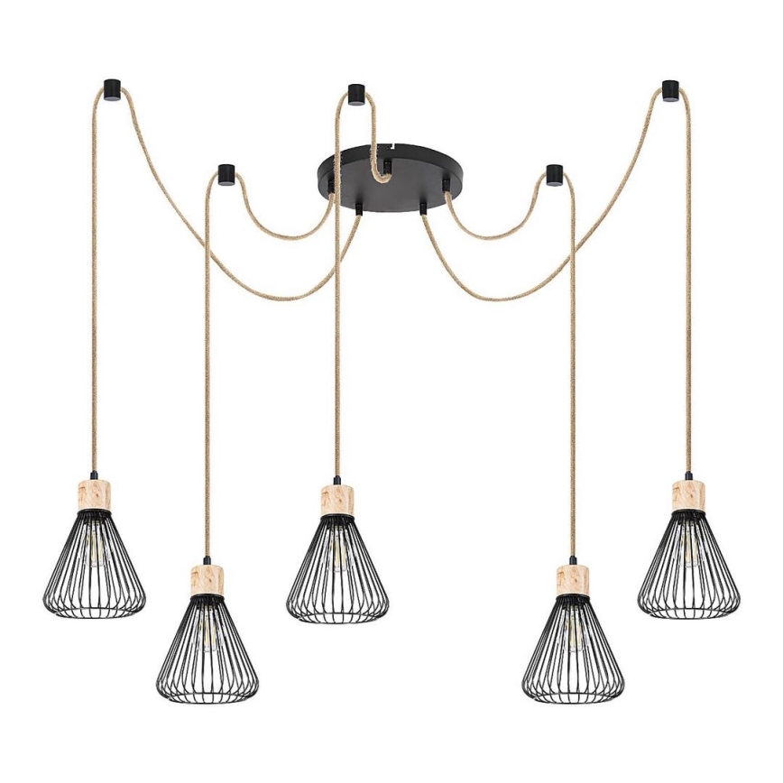 Rabalux - Luster na sajli 5xE27/40W/230V pauk crna/bukva