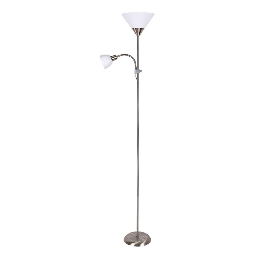 Rabalux - Podna lampa 1xE27/100W+E14/25W mat krom/bijela