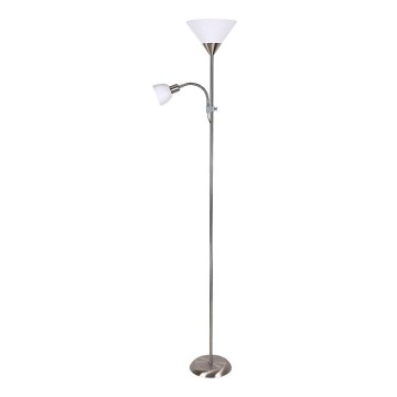 Rabalux - Podna lampa ACTION 1xE27/100W/230V + 1xE14/25W matni krom/bijela