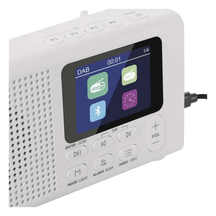 Radio DAB DAB+ FM 3W/5V/4xAA bijela