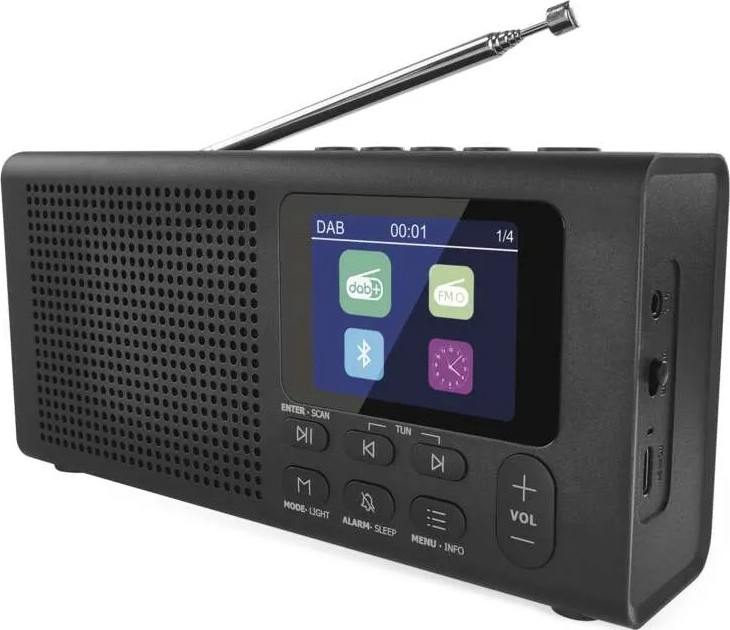 Radio DAB DAB+ FM 3W/5V/4xAA crna
