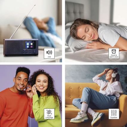 Radio DAB DAB+ FM 3W/5V/4xAA crna