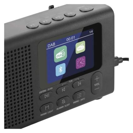 Radio DAB DAB+ FM 3W/5V/4xAA crna