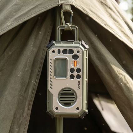 Radio za kampiranje s ručnom kurblom, solarnim panelom i LED svjetiljkom s funkcijom power banke 5V/3xAAA/2000 mAh, IPX4, zeleni