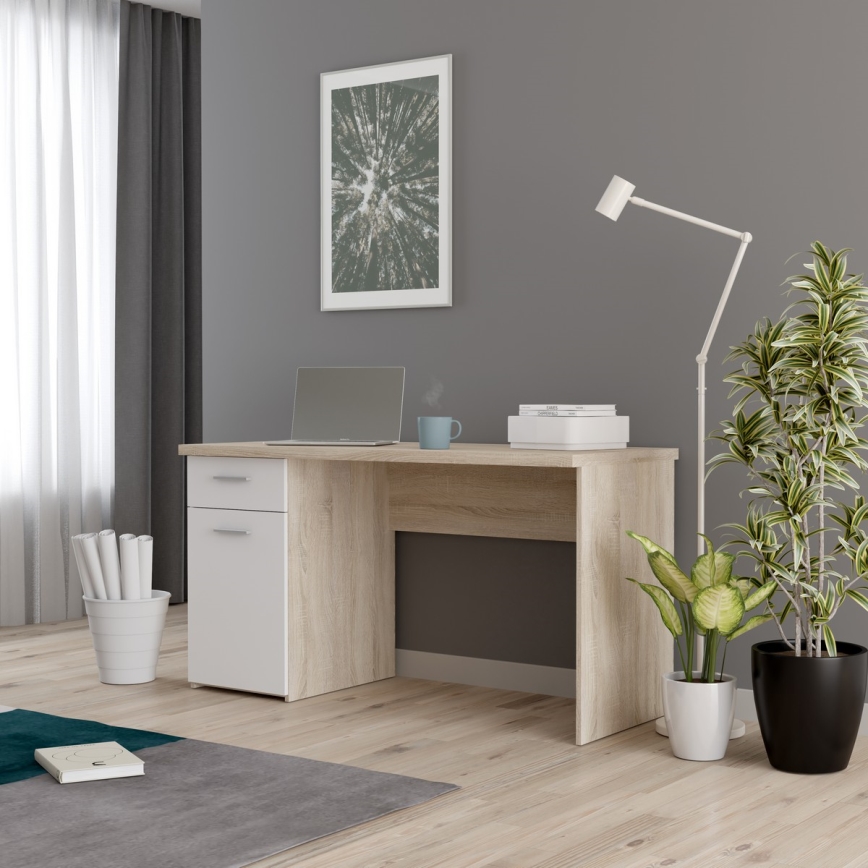 Radni stol GINO bijela/sonoma hrast
