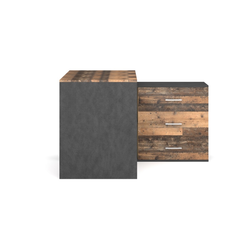 Radni stol s ladicama i univerzalnim kutom D/L JULES smeđi/crni