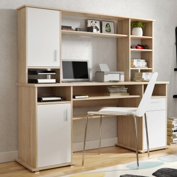 Radni stol s policom ELIAN 160x53 cm hrast sonoma/bijela