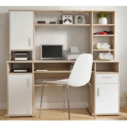 Radni stol s policom ELIAN 160x53 cm hrast sonoma/bijela