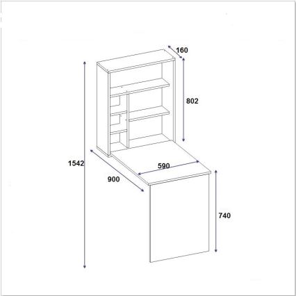 Radni stol s policom SEDIR 154,2x90 cm bijela