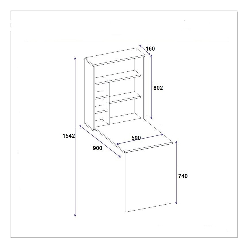 Radni stol s policom SEDIR 154,2x90 cm bijela