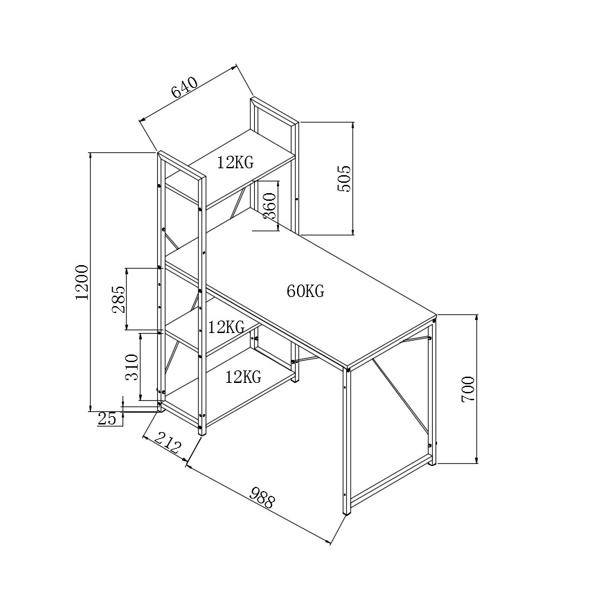 Radni stol SERENOR crna/sonoma hrast