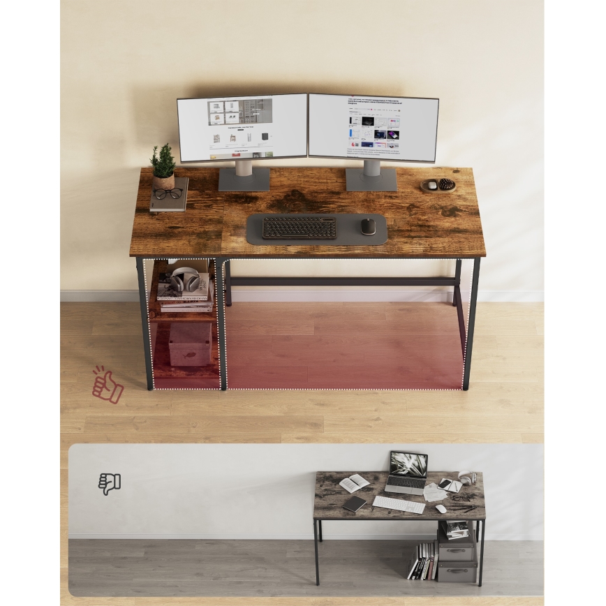 Radni stol SOLEA 140x60 cm smeđi/crni