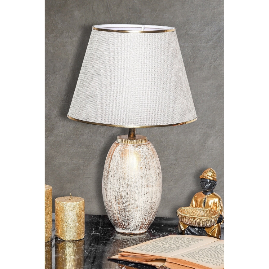 RAMZES Stolna lampa 1xE27/40W/230V kremasta/zlatna