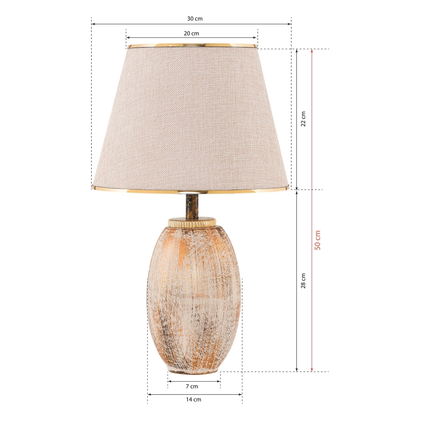 RAMZES Stolna lampa 1xE27/40W/230V kremasta/zlatna
